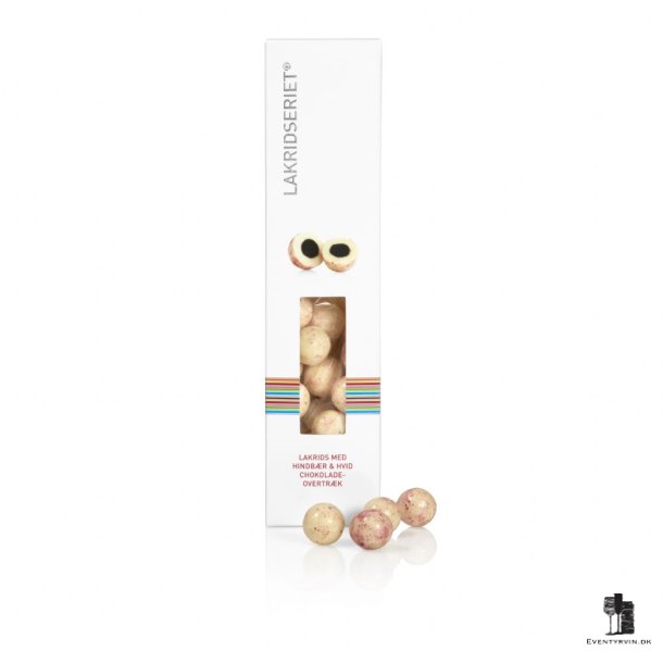 Lakrids med hvid chokolade og hindb�r 120g.
